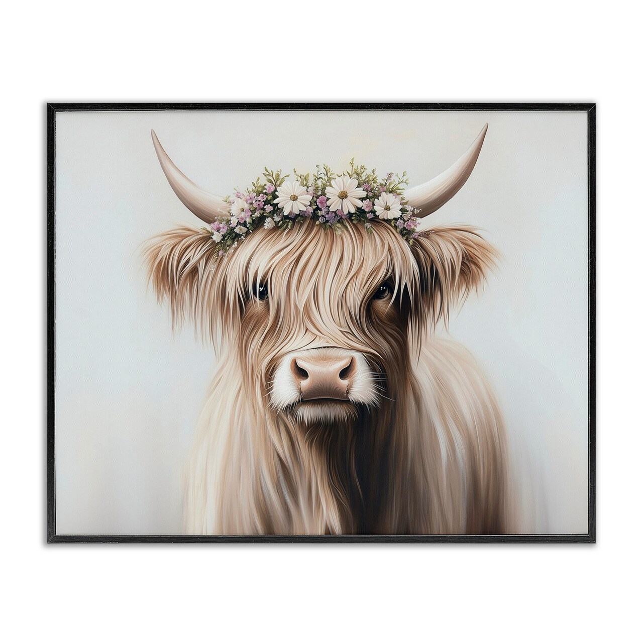 Stupell Industries Shaggy Cattle Floral Crown Framed Giclee, design by Shawna Stewart